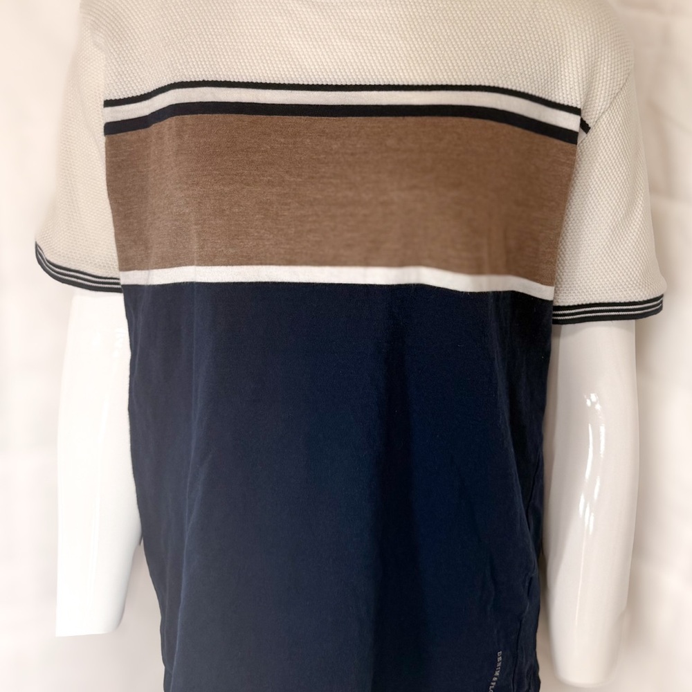 Denim & Flower Navy and Brown Colorblock Tee